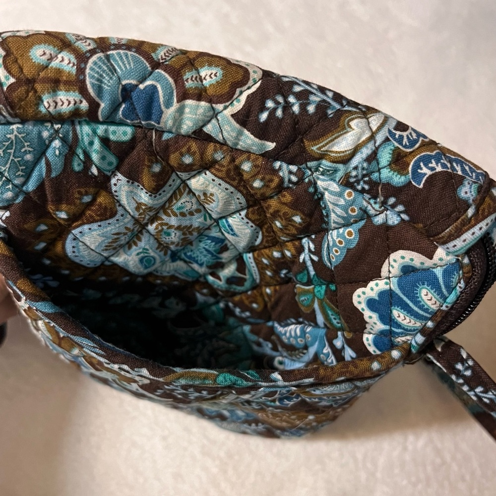 Vera Bradley MOD Floral Brown & Turquoise Blue Small Crossbody Bag
